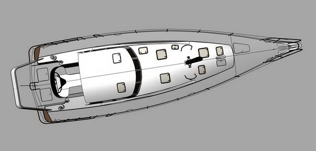 Explorer 54 aluminum centerboarder sail yacht - deck plans Bernard Nivelt