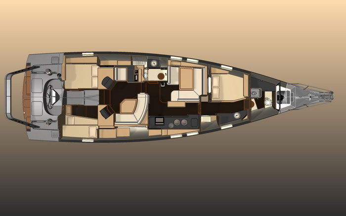 Explorer 54 aluminum sail yacht - interior layout