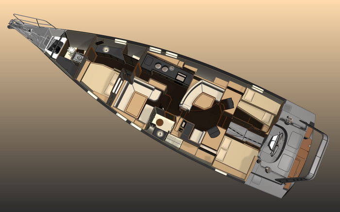 Explorer 54 aluminum sail yacht - interior layout