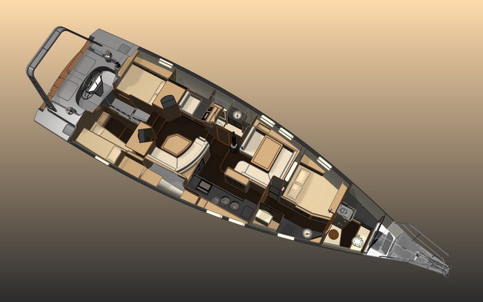 Explorer 54 aluminum sail yacht - interior layout