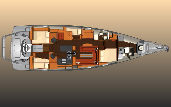 Explorer 54 aluminum sail yacht - interior layout