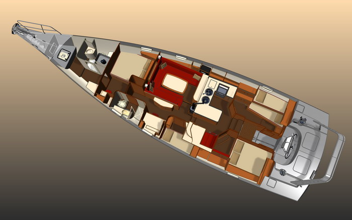 Explorer 54 aluminum sail yacht - interior layout