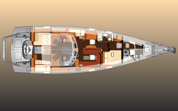 Explorer 54 aluminum sail yacht - interior layout