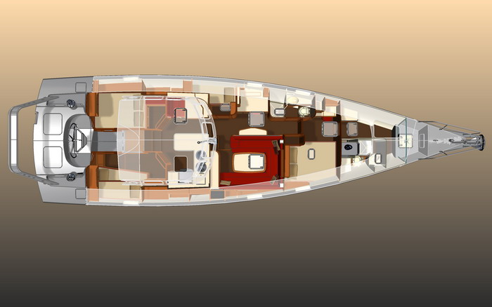 Explorer 54 aluminum sail yacht - interior layout