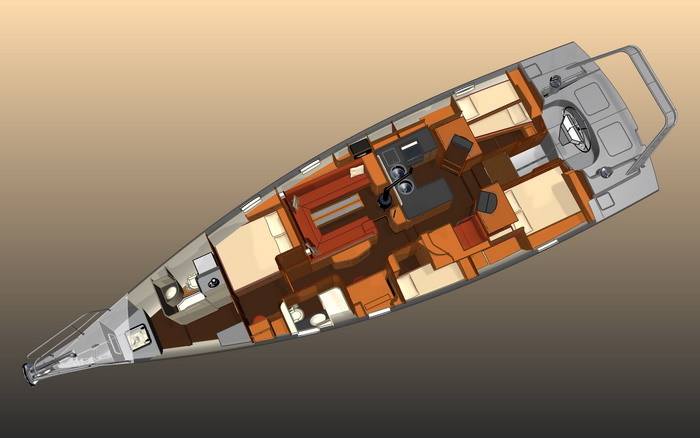 Explorer 54 aluminum sail yacht - interior layout