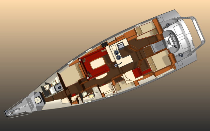 Explorer 54 aluminum sail yacht - interior layout