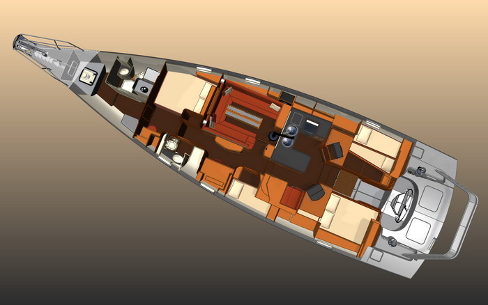 Explorer 54 aluminum sail yacht - interior layout