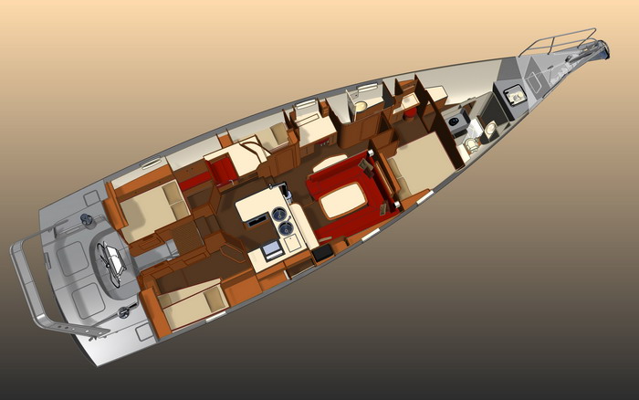 Explorer 54 aluminum sail yacht - interior layout