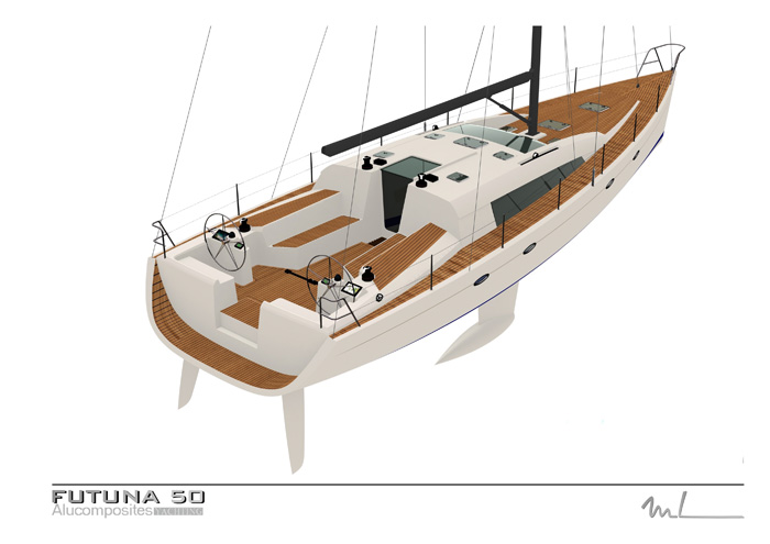 Futuna 50 voilier aluminium composite - plan d'extérieur Marc Lombard