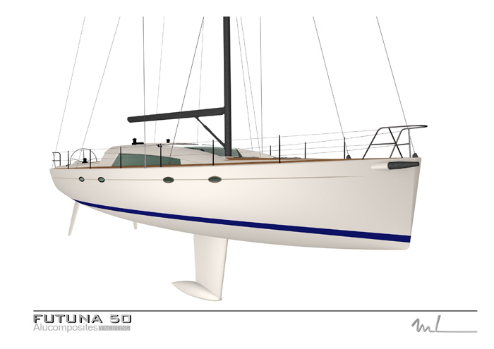 Futuna 50 aluminum composite sail yacht - exterior plans Marc Lombard