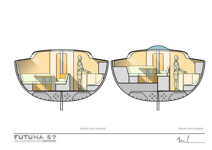 Futuna 57 aluminum composite sail yacht - interior plans