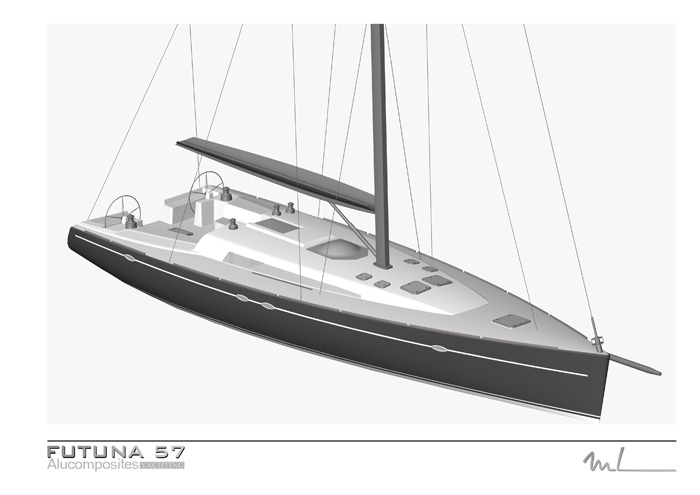 Futuna 57 aluminum composite sail yacht - exterior plans Marc Lombard