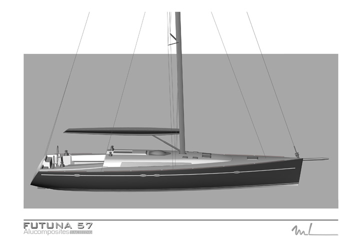 Futuna 57 aluminum composite sail yacht - exterior plans Marc Lombard