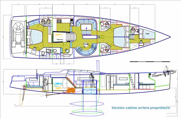 Futuna 64 voilier aluminium composite - plan d'intérieur