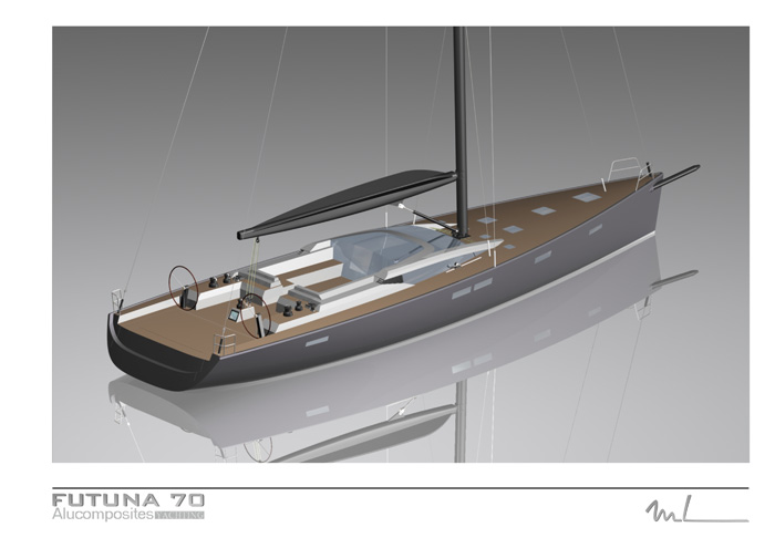 Futuna 70 voilier aluminium composite - plan d'extérieur Marc Lombard