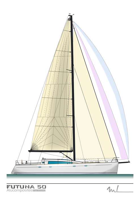 Futuna 57 - Aluminum composite sail yacht - sail plan Marc Lombard